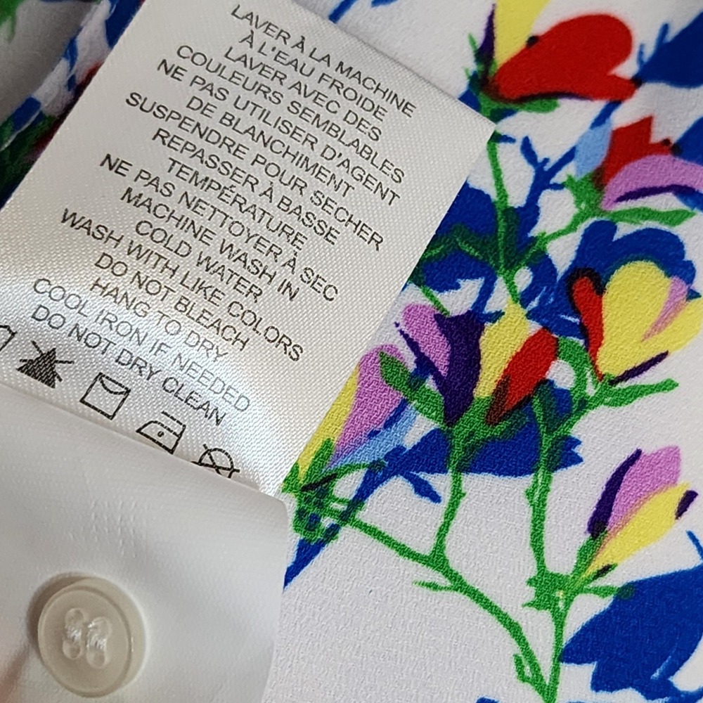 Dalia Top Womens Size M Medium White Floral Multicolored Lightweight Office - Picture 7 of 7